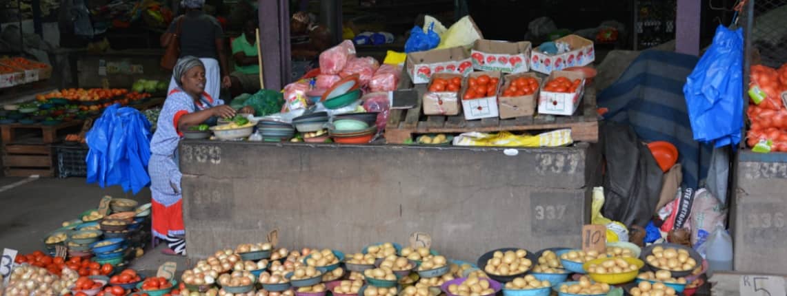 Vendor selling vegetables in Durban, South Africa (photo: M.Chen)